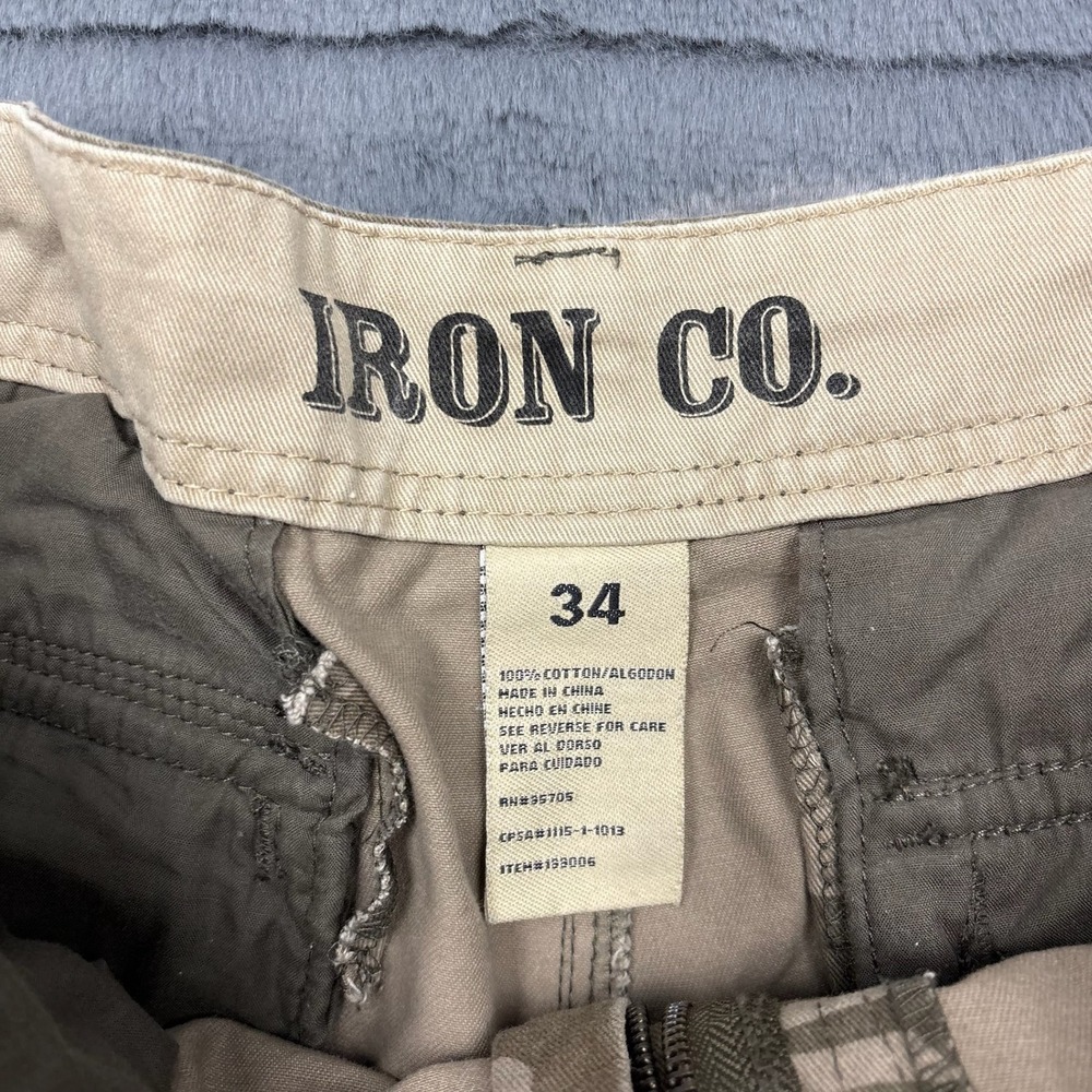 Iron Co Cargo Shorts Mens 34 Camo Green Brown Woodland Cotton Utility 9160 - Picture 7 of 8